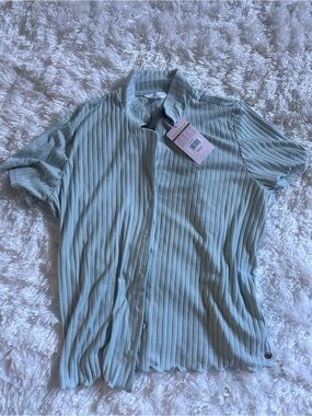Light Mint Ribbed Short-Sleeve Shirt - danskin